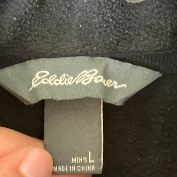Eddie Bauer Mens Sweatshirt Black Fleece 1/4 Zip Outdoor Long Sleeve Large - Picture 6 of 12